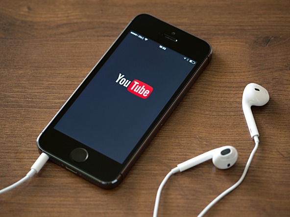 Phone with YouTube logo